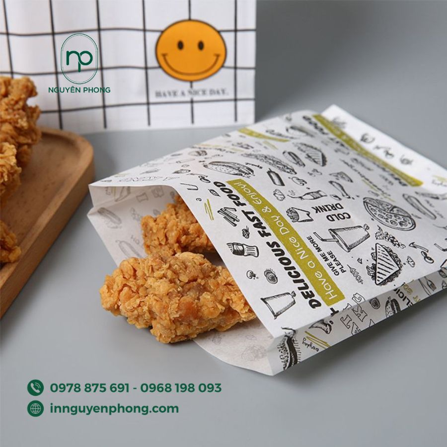 in túi giấy đựng gà rán